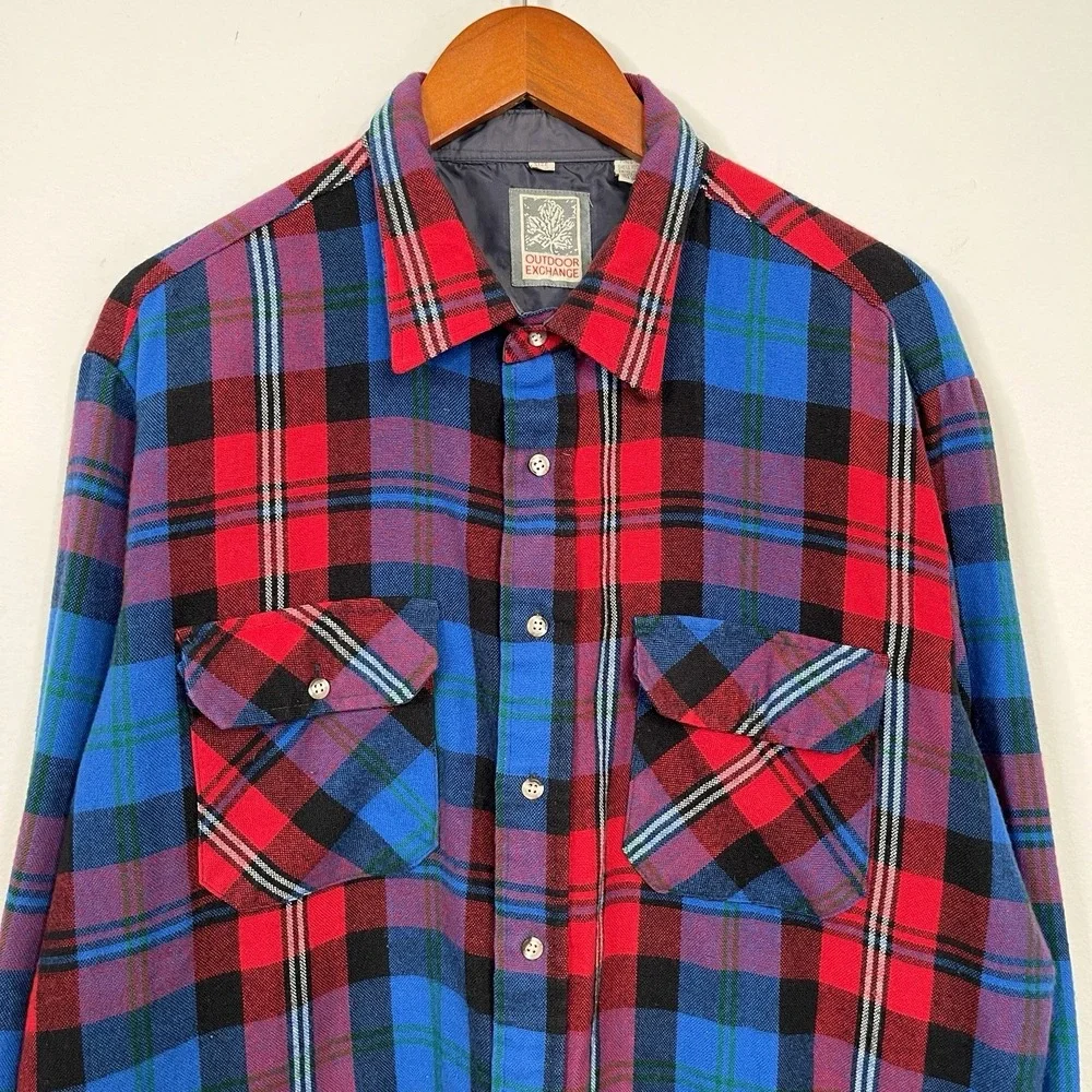 Vintage Outdoor Exchange Mens Plaid Flannel Shirt Size XL Country Ranch Outdoors